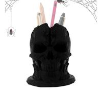 Gothic Makeup Organizer, Spooky Skull Holder, 3,9 x 3,62 x 3,31 pollici, Desktop Storage Container, Creepy Decorative Accent, Multi Purpose Functional Bin, Office Vanity Bathroom Bedroom Kitchen