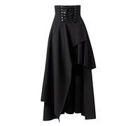 Gothic, maxi gonna da donna a vita alta, medievale, lunga rinascimentale, con orlo irregolare Lolita, gonna plissettata, sottoveste, gonna da festa, per Halloween
