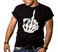 Gothic Mens T Shirt Fuck Finger T Shrit Fashion Retro Clothing Round Neck Tops Tees Black XXL