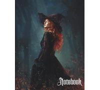 Gothic Notebook for teens, students and adults - The Sables Heart Collection: The Witch of Ink and Ember: 8.5"x11", 200 pages, College ruled with margin, Glossy Witch Cover