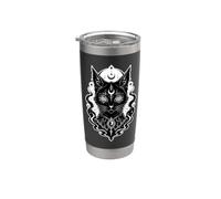 Gothic Psychedelic Black Cat Hypnotic Eyes Celestial Witchy Bicchiere termico in acciaio inox doppia parete