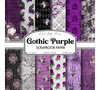 Gothic Purple Scrapbook Paper: Victorian Purple Ravens, Roses & Skulls | 20 Double-Sided 8.5 x 8.5 Grunge Pattern Sheets for Scrapbooking, Collage, Card Making & Moody Vintage Crafts