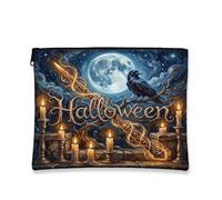 Gothic Raven - Trousse per trucchi con citazione di Halloween, 17,8 x 2 | Stile artistico gotico, borsa cosmetica, immagini di luna piena, accenti a lume di candela, atmosfera mistica