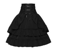 Gothic Rock da donna a vita alta, con volant, stile vintage vittoriano, gonna a strati ad A, con lacci, gonna da pirata, per Halloween