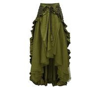 Gothic Rock da donna a vita alta, Steampunk, maxi gonna da donna con volant, gonna lunga con orlo irregolare, stile vintage, gonna vittoriana, per festival, Halloween, carnevale, verde, S