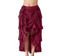 Gothic Rock da donna lunga steampunk, maxi gonna da donna a vita alta, medievale, con volant, vintage, per Halloween e carnevale