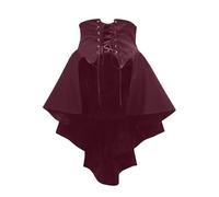 Gothic Rock da donna midi steampunk midi gonna da donna a vita alta, medievale, con orlo irregolare, gonna rinascimentale, con dettagli di legatura, grande dimensione, gonna pirata, abbigliamento