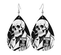 Gothic Skeleton Detective "Nothing To Lose" Art Orecchini Penzolare Orecchini In Pelle Moda Orecchino In Pelle Per Donna Carnevale