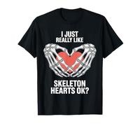 Gothic Skeleton Heart Meme Romantic Halloween Art Maglietta