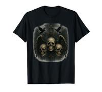 Gothic Skull Cross Wings, Dark Grunge Raven Omen Design Maglietta