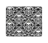 Gothic Skull Damask Scary Halloween Dead Tappetini per Il Mouse Soffice Mousepad Base in Gomma Tappetino Mouse per Casa Computer Ufficio 25X30Cm