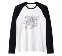 Gothic Skull Fairy Skeleton Graphic Y2K Aesthetic Fairycore Maglia con Maniche Raglan