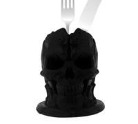 Gothic Skull Makeup Organizer, Spooky Desk Storage Container, Multifunctional Holder Box, 9,9 x 9,2 x 8,4 cm, Decorative Skeleton Design, Black, for Vanity Office Bathroom Shelf Decor Elegant Gothic