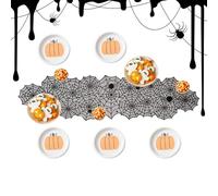Gothic Table Runner -45x183cm 45x245cm 25x20x1cm, Black Spiderweb Halloween Decor | Themed Restaurant Home Dining Accessories, Haunted House Placemat, Scary Fireplace Towel For Bar Harvest Party,