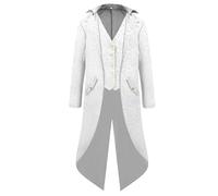 Gothic Tuxedo, Steampunk Frack da uomo lungo sciolto, classico bianco glitterato, giacca medievale, gonna da passeggio viziano anni '70, vampiro, costume da Halloween