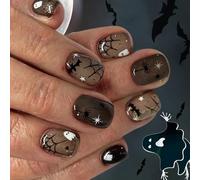 Gothic Type Halloween Finto Nails 24 Pezzi Con Scheletri E Spinnweb Non Necessari Strumenti Halloween Finte Nails