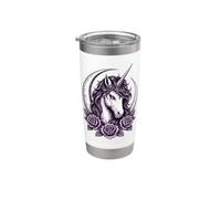 Gothic Unicorn Crescent Moon Dark Fantasy Rose Bicchiere termico in acciaio inox doppia parete