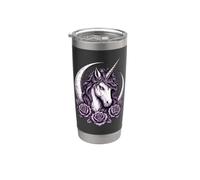 Gothic Unicorn Crescent Moon Dark Fantasy Rose Bicchiere termico in acciaio inox doppia parete