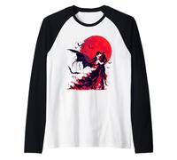 Gothic Vampire Anime Horror Luna Piena Maglia con Maniche Raglan