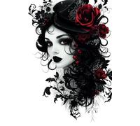 Gothic Vintage Lady with Red Roses: 100 Unlined blank interior Pages, 6"x9" for Writing, Sketching, notes and creative ideas.