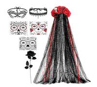 Gothic Wedding Costume Set - Day of the Dead Veil - Headband and Choker