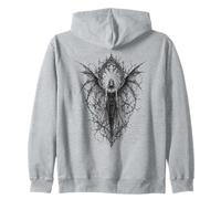 Gothic Winged Dark Fairy Sketch Aesthetic Alt Grunge Felpa con Cappuccio