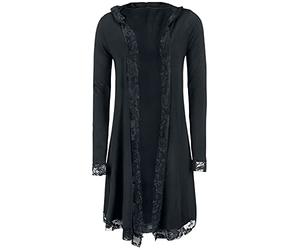 Gothicana by EMP Donna Cardigan Lungo Nero con Pizzo M