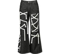 Gothicana by EMP Donna Jeans Neri con Coulisse su Tutta la Gamba e Flare