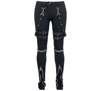 Gothicana by EMP Donna Pantaloni Neri in Tessuto con Fibbie W29L32