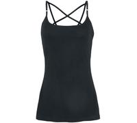 Gothicana by EMP Donna Top Nero Basic con Spalline a Forma di Pentagramma sulla Schiena XXL