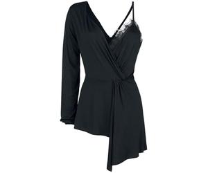 Gothicana by EMP Donna Top Nero con Lati Diversi M