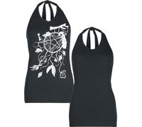 Gothicana by EMP Donna Top Nero Doppio Pacco con Stampa a Tinta Unita e Grande acchiappasogni S
