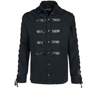 Gothicana by EMP Uomo Camicia Nera con Allacciatura e moschettoni M