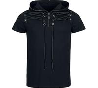 Gothicana by EMP Uomo T-Shirt Nera con Cappuccio e Stringata con Occhielli XL