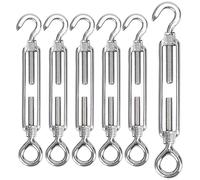 GothicBride 6 tenditori M6 in acciaio inox, tenditore con gancio e occhiello, gancio regolabile e occhiello per tenditori, gancio per tenda da sole, sistema di funi da giardino, tenditore per