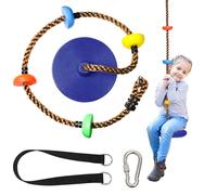 GothicBride Corda da arrampicata per bambini, altalena con piattaforma e altalena a disco, per interni ed esterni, per bambini e adulti, lunghezza 2 metri (blu)