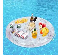 GothicBride Portabevande gonfiabile 2 in 1 per bevande e snack, 8 fori, per piscina, feste, piscina, spiaggia, feste a tema
