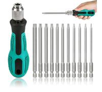 GothicBride Set di 12 cacciaviti Torx T6-T40, 1/4", set di punte magnetiche Torx con foro S2, in acciaio da 100 mm, esagonali