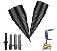 GothicBride Spaccalegna - Set di punte per legno, 42 mm + 32 mm, con 4 manici per trapano, coni per legno, spaccalegna