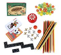 GOTHINK Set di giochi classici 6 in 1, doppio 6 domino, bastoncini di prelievo, carte da gioco, biglie, jack, giochi da tavolo YO-YO per bambini, famiglie, feste in classe e compleanno