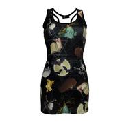 Gotico Bats On The Luna, Teschi, Pentagramma, Candle Stampa Gilet Lungo Punk Emo