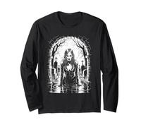 Gotico Cimitero Donna Arte Oscura Halloween Maglia a Manica