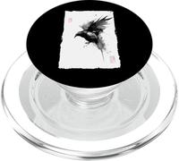 Gotico Corvo Corvo giapponese Sumi-e pittura a inchiostro Vintage PopSockets PopGrip per MagSafe