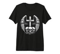 Gotico Croce Teschio Ali Angelo Scuro Fede Emo Alt Grunge Maglietta Premium