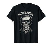 Gotico Edgar Allan Poe Skull Nevermore Citazione Art Horror Regalo Maglietta