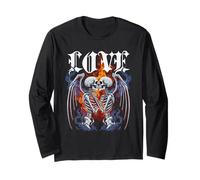 Gotico Emo Scheletro Bacio Amore Trendy Y2k 2000s Halloween Maglia a Manica