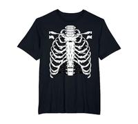 Gotico, Emo Skeleton Ribcage - Costume da Scheletro Facile Maglietta, Uomo Taglie Grandi, Nero, 5X Tall