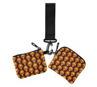 Gotico Fiammeggiante Demone Cranio Seamless Pattern Arancio Fuoco mostri Cr | Portamonete sottile staccabile da donna per carte di credito con cinturino da polso per lavoro e viaggi, 2 pezzi