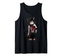 Gotico Francese Mime Cat Girl Beret Paris Cat Lover Goth Canotta