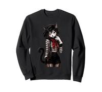 Gotico Francese Mime Cat Girl Beret Paris Cat Lover Goth Felpa